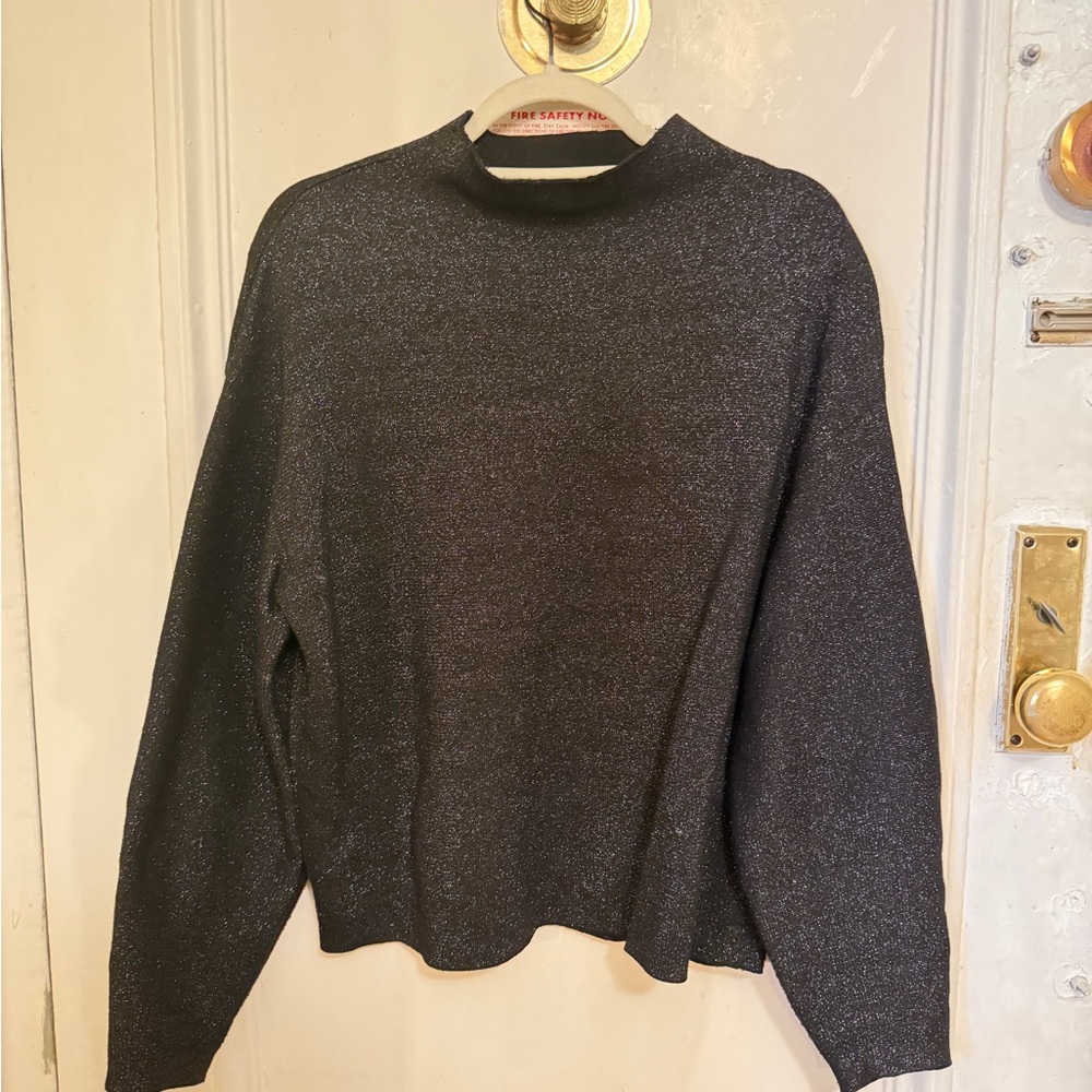 H&M Black and Silver Textured Top